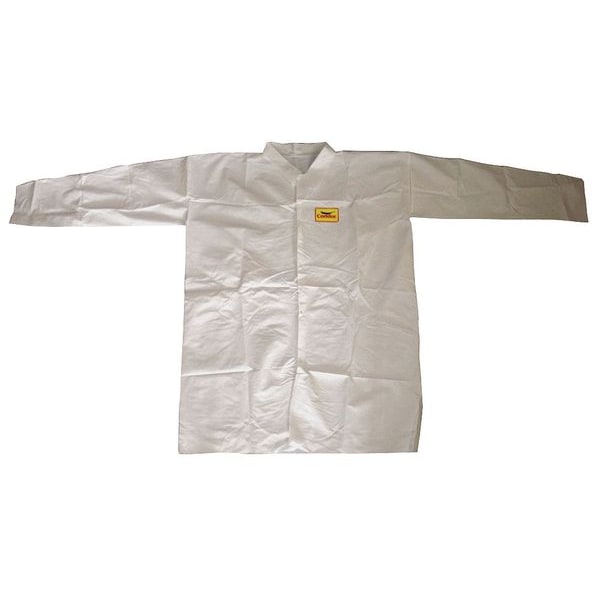 Condor Condor Disposable Lab Coat, Microporous Film Laminate, Snaps Closure, White, L, 8 PK - 30C561