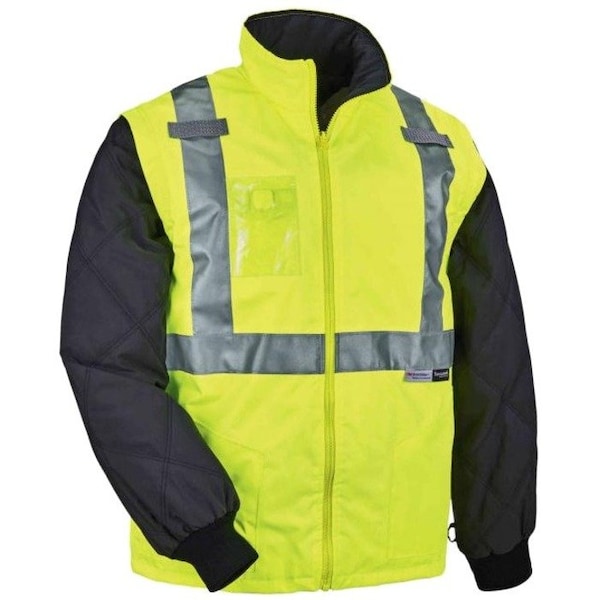 Ergodyne Hi-Vis Thermal Jacket Kit, 300D Oxford Polyester, Hi-Viz Lime, 3XL - 8388