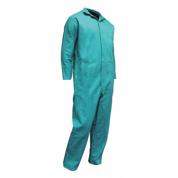 Chicago Protective Apparel Coverall, L, 32 in Inseam, Cotton, Snap - 605-GR-L
