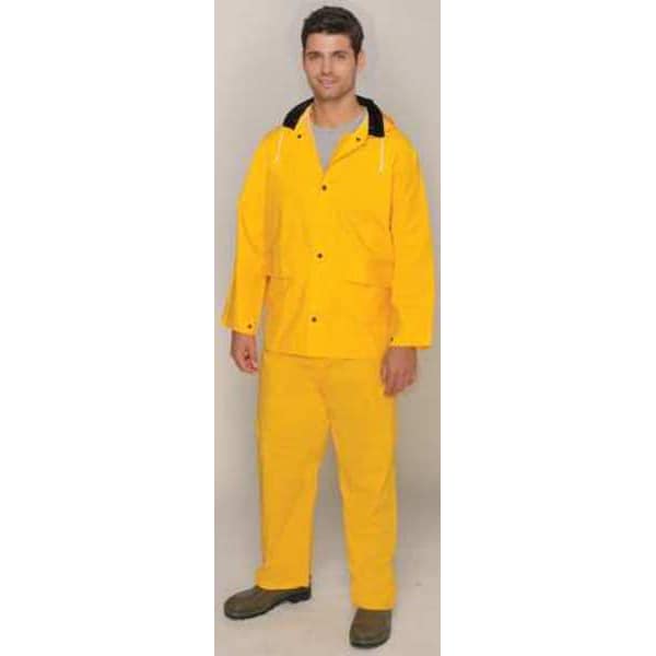 Mik 3-Piece Rainsuit with Detachable Hood, Polyester, PVC, 0.3 mm Thick, Detachable, Yellow, S - 35100-S