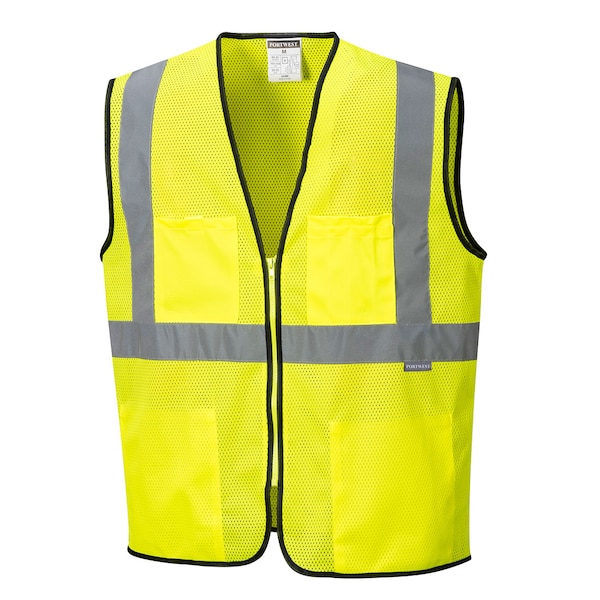 Portwest Tampa Hi-Vis Vest L Class 2 , Zipper 4 Pockets - US380