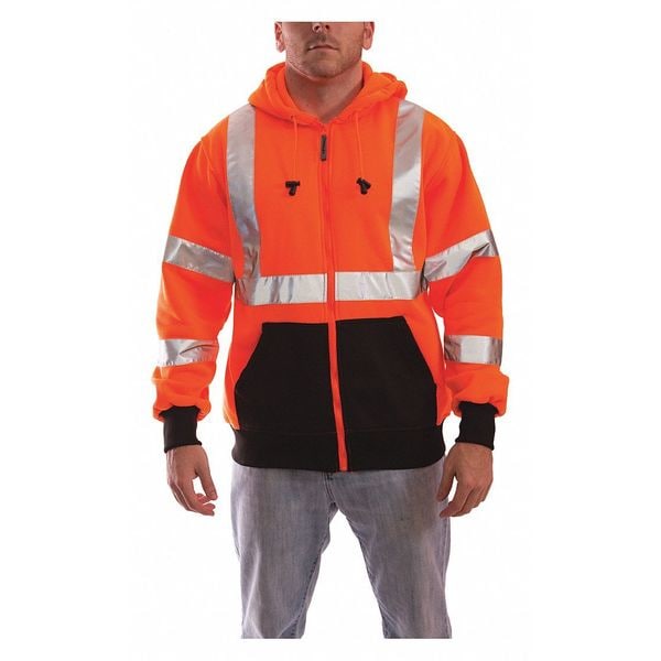 Tingley Job Sight Hi-Vis Hooded Sweatshirt, Orange/Black, PET, 2XL - S78129