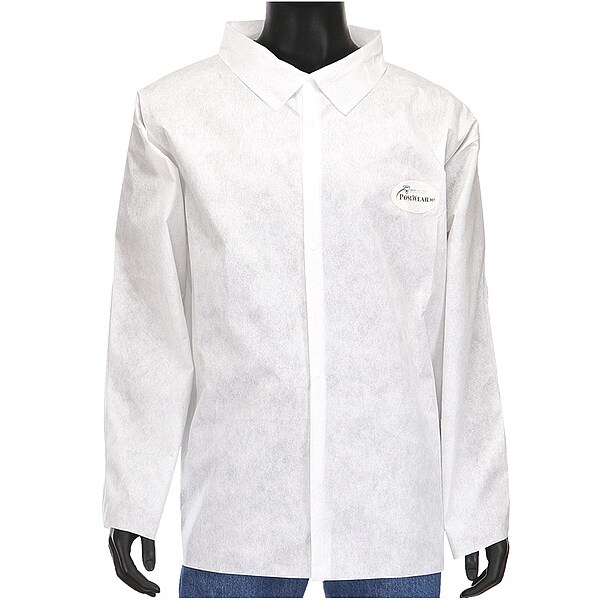 West Chester Protective Gear Long Sleeve Shirt, SMMMS, Snap Closure, Open Cuff, White, XL, 50 PK - C3817/XL
