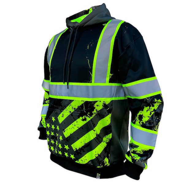Safetyshirtz SS360 Stealth American Grit Enhanced Visibility Hoodie, Black, L - 65120503L
