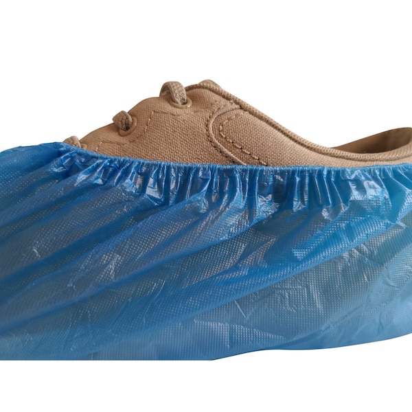 International Enviroguard Disposable Shoe Covers, CPE, Blue, Slip Resistant Sole: Yes , XL - 3602B