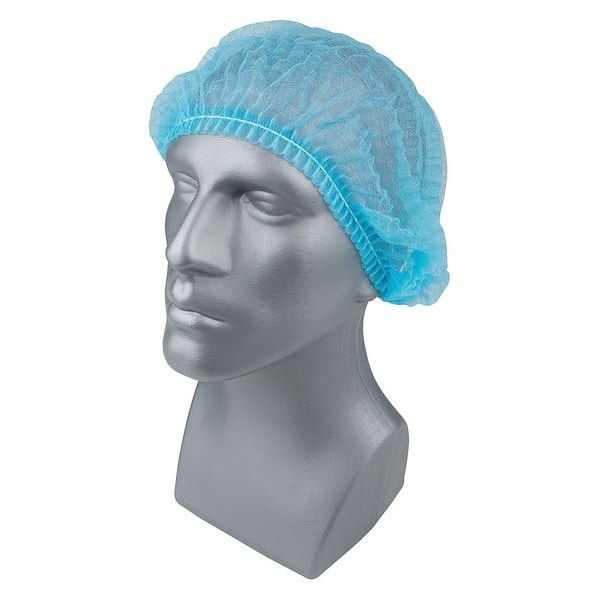 Condor Bouffant Cap, Polypropylene, 24 in Dia., Blue, L, 100 PK - 23KX22