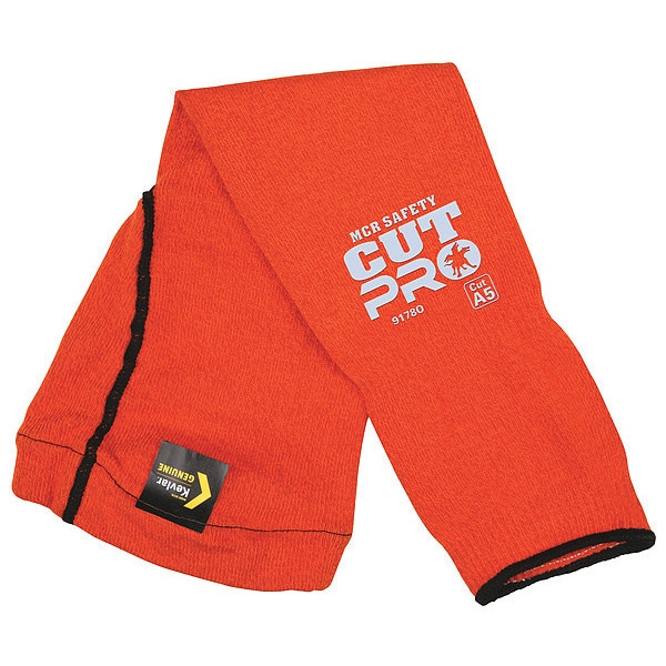 Mcr Safety Cut-Resistant Sleeve: ANSI/ISEA Cut Level A5, Bicep Gusset, Orange, 18 in Length - 9178O