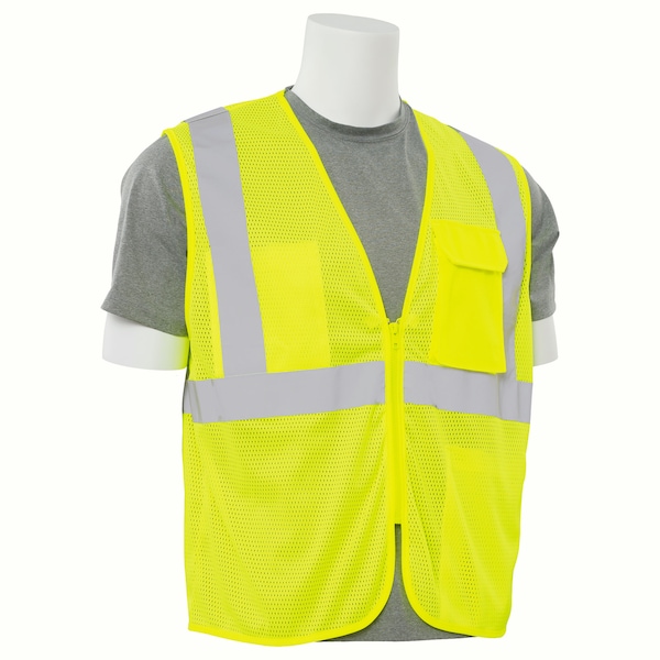 Deltaplus Safety Vest, Mesh, Hi-Viz, Lime, 3XL, Standards: ANSI 107 Class 2 - 61877