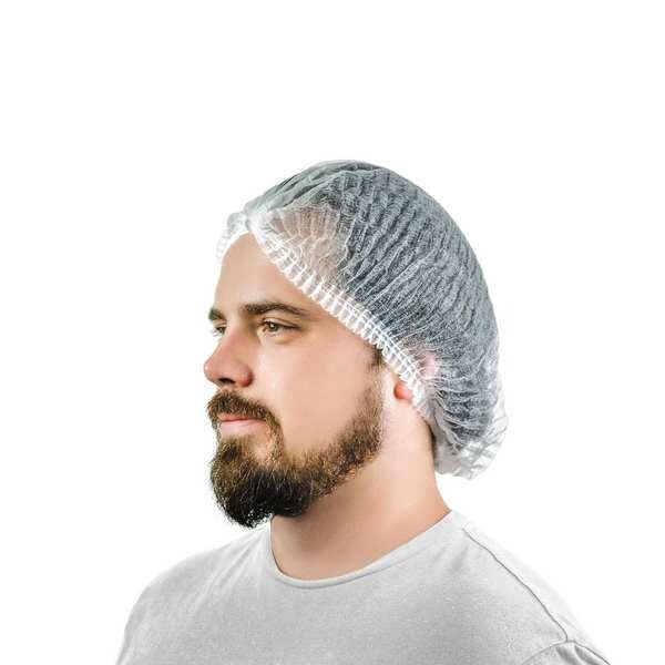 International Enviroguard SMS Pleated Bouffant Cap, SMS, 24 in Dia., White, L, 1000 PK - 210NW-24PL
