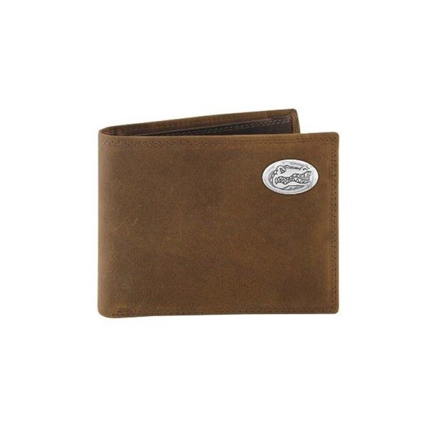 Zep-Pro Zep-Pro UFL-IWT1-CRZH-LBR Florida Gators Concho Emblem Crazyhorse Leather Bi-Fold Passcase Wallet - UFL-IWT1-CRZH-LBR