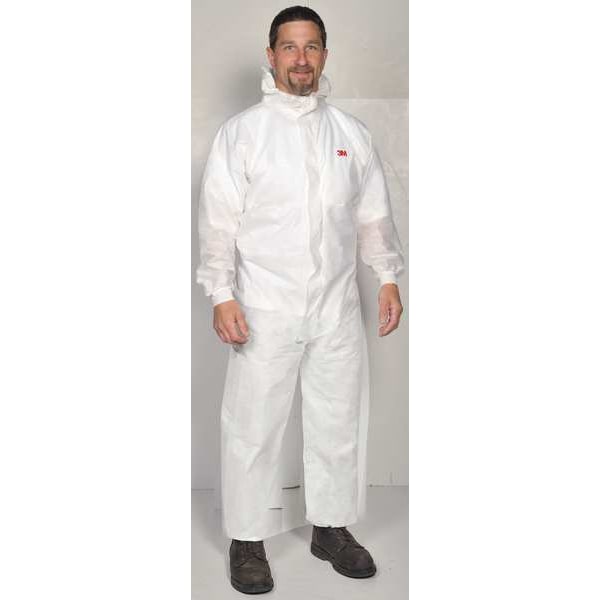 3M Disposable Coveralls, Hooded, 3XL, SMMMS, Zipper, Knit Cuff, Elastic Ankle, Serged Seam - 4520-3XL