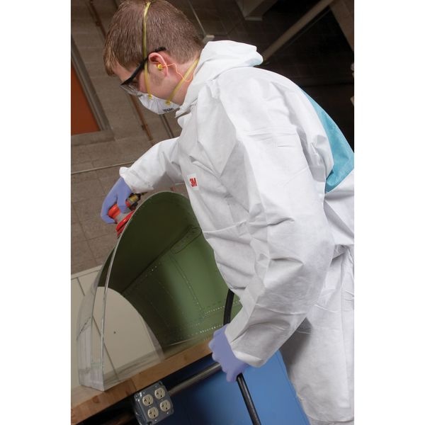 3M Disposable Coveralls, Hooded, 3XL, SMMMS, Zipper, Knit Cuff, Elastic Ankle, Serged Seam - 4520-3XL