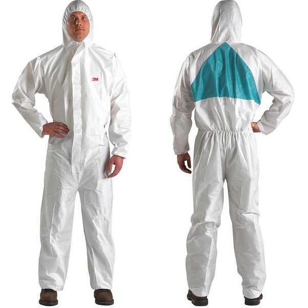 3M Disposable Coveralls, Hooded, 3XL, SMMMS, Zipper, Knit Cuff, Elastic Ankle, Serged Seam - 4520-3XL