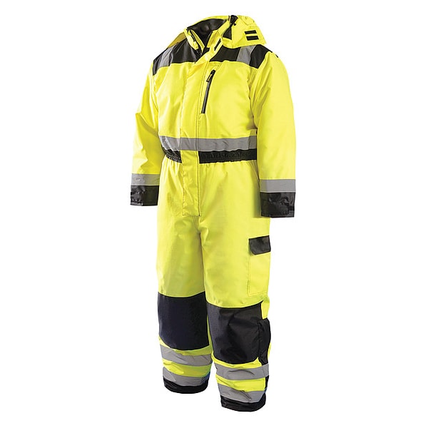 Occunomix Coverall, Polyester, 30 1/2 in Inseam, 40 to 42 in Waist, 15 mm Thickness, Yellow, L - LUX-WCVL-YL