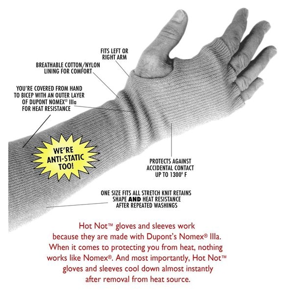 Hot Not Heat-Resistant Sleeve w/Thumbhole, White, Nomex III-¿ - 100   BUY 25'S