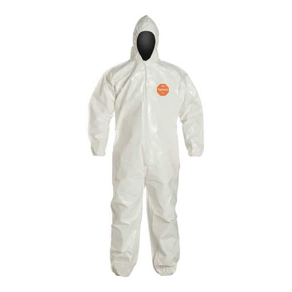 Dupont Chemical Resistant Coverall, Hooded, XL, Tychem(R) 4000, Zipper, Elastic Cuff, Elastic Ankle, 12 PK - SL127BWHXL001200