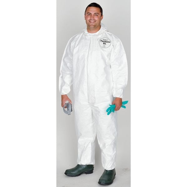 Dupont Chemical Resistant Coverall, Hooded, XL, Tychem(R) 4000, Zipper, Elastic Cuff, Elastic Ankle, 12 PK - SL127BWHXL001200