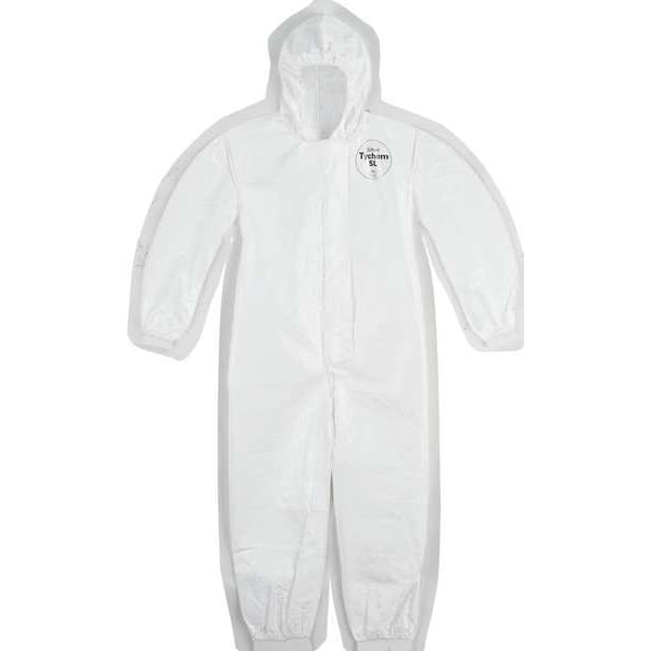 Dupont Chemical Resistant Coverall, Hooded, XL, Tychem(R) 4000, Zipper, Elastic Cuff, Elastic Ankle, 12 PK - SL127BWHXL001200