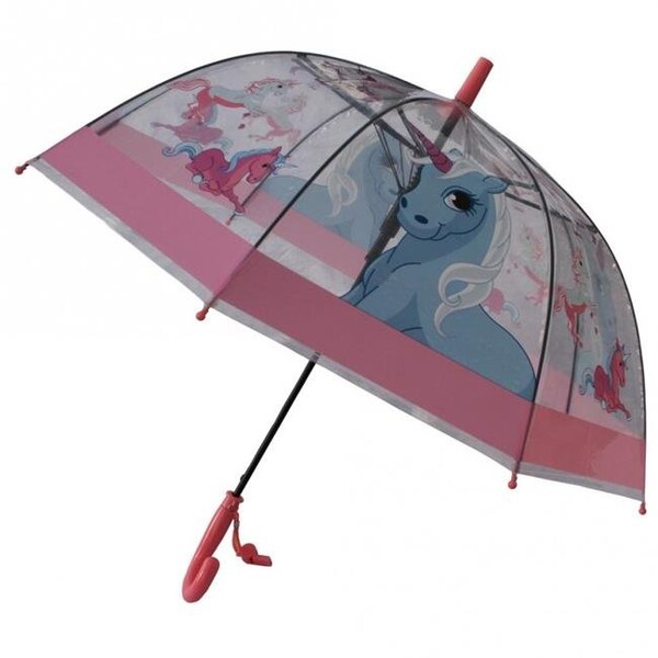 Foxfire Foxfire FOX-622-47 Childrens Unicorn Umbrella; Clear & Pink - FOX-622-47