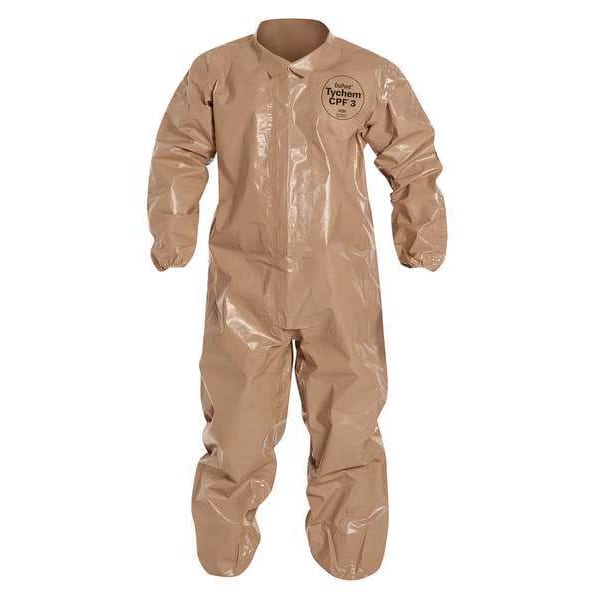 Dupont Chemical Resistant Coverall, Collared, L, Tychem(R) 5000, Zipper, Elastic Cuff, Elastic Ankle, 6 PK - C3125TTNLG000600