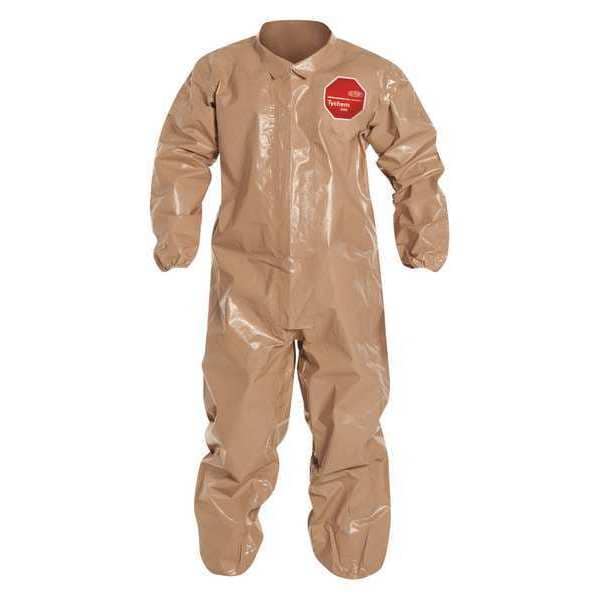 Dupont Chemical Resistant Coverall, Collared, L, Tychem(R) 5000, Zipper, Elastic Cuff, Elastic Ankle, 6 PK - C3125TTNLG000600