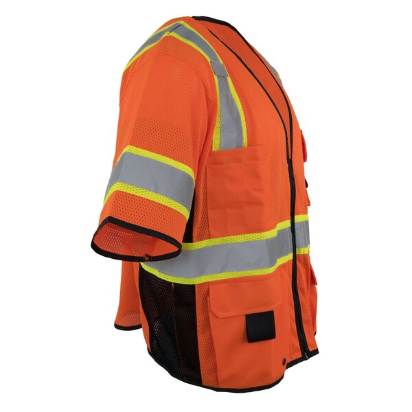 Ironwear Two-Tone Hi-Vis Safety Vest w/Sleeves 2XL Class 3 , Zipper 7 Pockets - 1296-OZ-RD-2XL