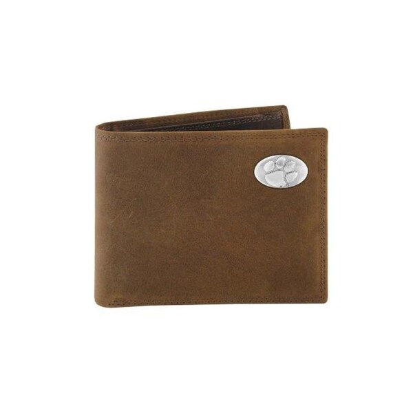 Zep-Pro Zep-Pro CLE-IWT1-CRZH-LBR Clemson Tigers Concho Emblem Crazyhorse Leather Bi-Fold Passcase Wallet - CLE-IWT1-CRZH-LBR