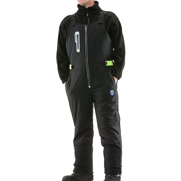 Refrigiwear Extreme Softshell Bib Overalls, 100% Polyester, Black, XL - 0795RBLKXLG