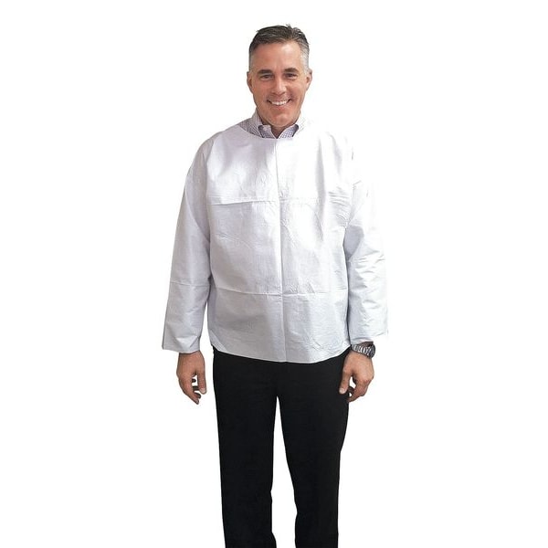 Keystone Safety Disposable Shirt, KeyGuard(R), Pullover Closure, Open Cuff, White, XL - ST-KG-XL