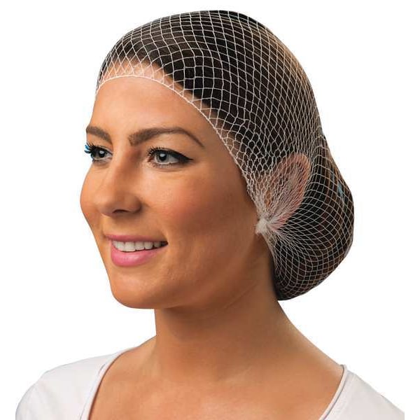 Cellucap Hairnet, Nylon, 24 in Dia., White, L, 144 PK - HN3WTM