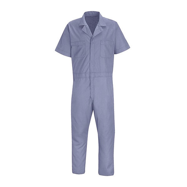 Red Kap CP40 Ss M. Blue Poplin Speedsuit, Cotton/Polyester, 5.25 oz Fabric Weight, 31" Inseam, Medium Blue - CP40MB RG M