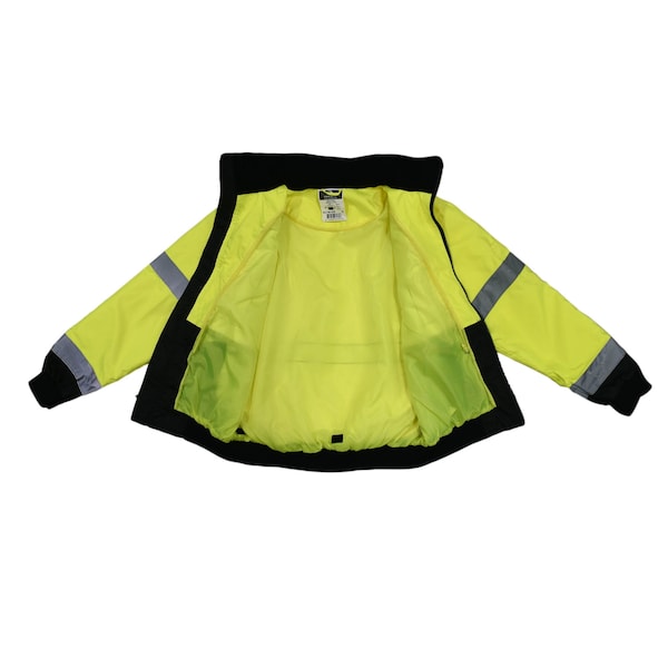 Radians Hi-Vis 2-in-1 Bomber Jacket, 100% Polyester Oxford, 300D, DWR Coated, Hi-Vis Green / Black, 2XL - SJ110B-3ZGS-2X
