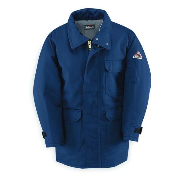 Bulwark FR Jacket, 34 cal/sq cm, 2XL, 7 oz Excel FR(TM) ComforTouch(R), Snaps, Zipper Closure - JLP8NV LN XXL