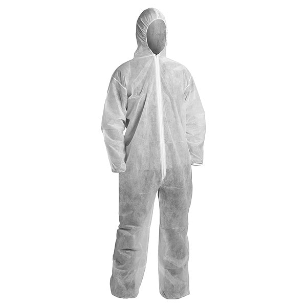 Kleenguard Disposable Coverall, Hooded, XL, Polypropylene, Zipper, Elastic Cuff, Elastic Ankle, Serged Seam - 67310