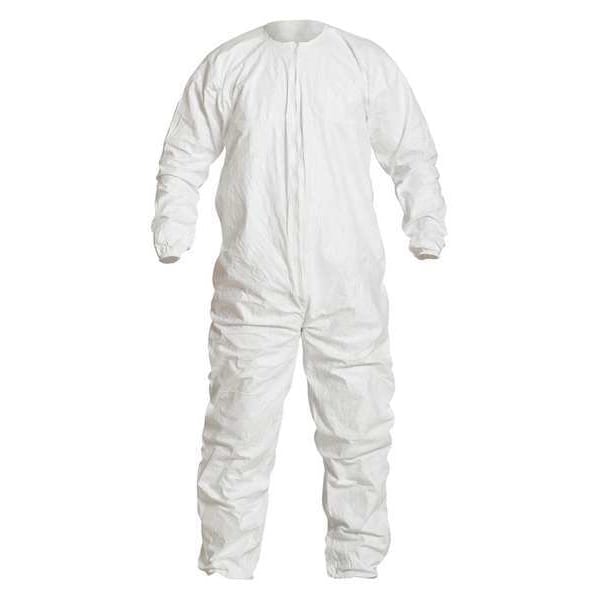 Dupont Disposable Coverall, Collared, L, Spunbonded Polyethylene, Zipper, Elastic Cuff, Elastic Ankle - IC253BWHLG00250S