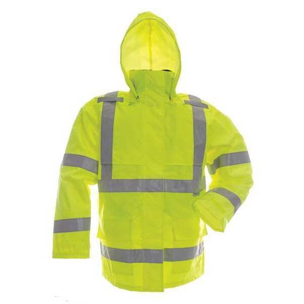 Viking Hi-Viz Rain Jacket, 150 Denier Trilobal Ripstop Polyester, Class 3 Type R, Green, 6XL - D6323JG-XXXXXXL