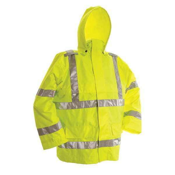 Viking Hi-Viz Rain Jacket, 150 Denier Trilobal Ripstop Polyester, Class 3 Type R, Green, 6XL - D6323JG-XXXXXXL