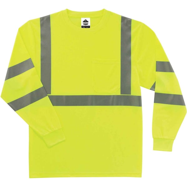 Ergodyne Long Sleeve T-Shirt, Lime, Class 3, 3XL - 8391