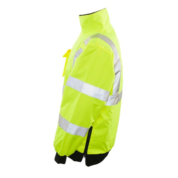 Game Workwear Hi-Vis Bomber Jacket, 100% Heavyweight Polyester Oxford, Hi Vis Lime, L - 1333