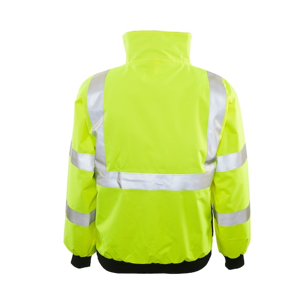 Game Workwear Hi-Vis Bomber Jacket, 100% Heavyweight Polyester Oxford, Hi Vis Lime, L - 1333