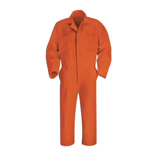 Red Kap Mns Ls Orange Action Back Coverall, XL, Cotton/Polyester, Two-Way Brass Zipper - CT10OR LN 48