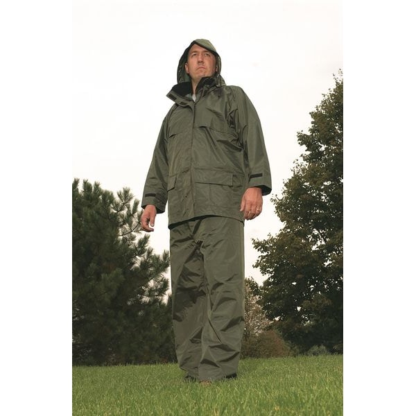 Viking 3-Piece Rainsuit with Detachable Hood, Polyester, PVC, 150 den Thick, Detachable, Green, L - 2900G-L