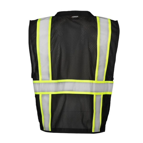 Kishigo Safety Vest, Zipper, Black, L/XL - B100-L-XL
