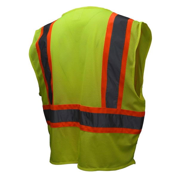 Radians Hi-Vis Economy Vest w/Two-Tone Trim Xl Class 2 U-Block Back, , Zipper 2 Pockets - SV22-2ZGM-XL