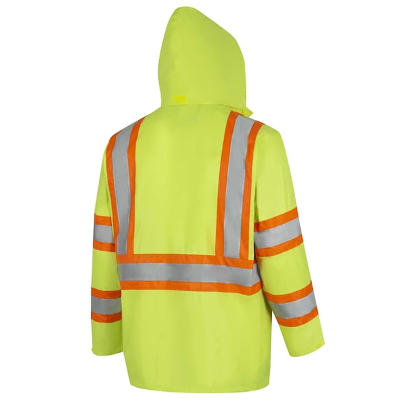 Pioneer Safety Rain Suit, Hi-Vis Orange, L, Polyester|PVC, 0.18 mm Thick, Folds and zips into collar, L - V1080160U-L
