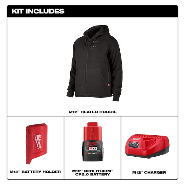 Milwaukee Tool M12 Heated Hoodie Kit - Black Large - 306B-21L