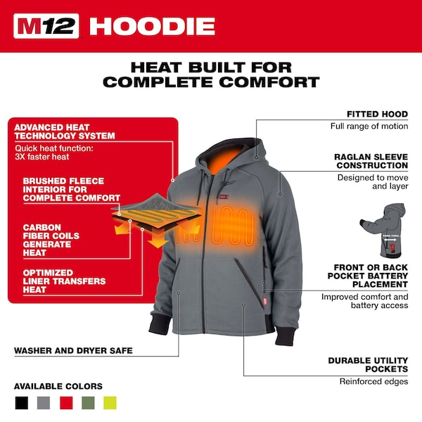 Milwaukee Tool M12 Heated Hoodie Kit - Black Large - 306B-21L