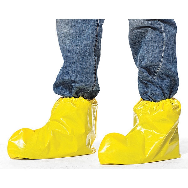 Polyco Disposable Shoe Covers, Polyolefin, Yellow, Slip Resistant Sole: Yes , L - 49515