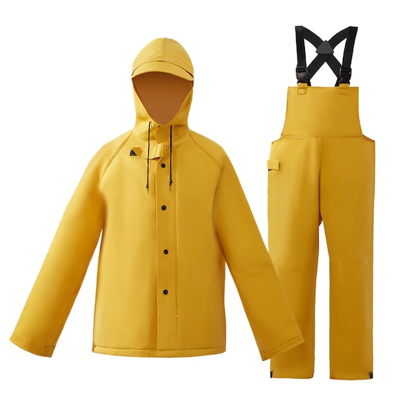 2W International Rain Suit, PVC Reinforced with Strong Polyester Net Backng, Yellow, XL - 8050-SA XL