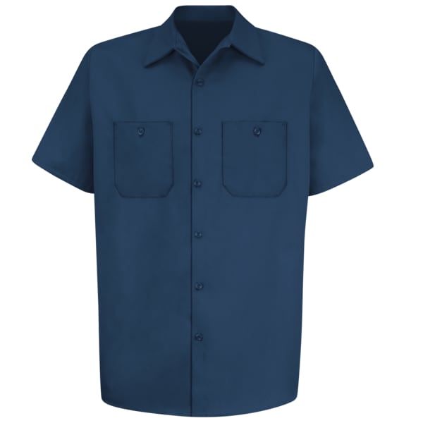 Red Kap Men's Short Sleeve Work Shirt, Cotton, Buttons Closure, 2 Pocket(s), 4XL - SC40NV SSL4XL
